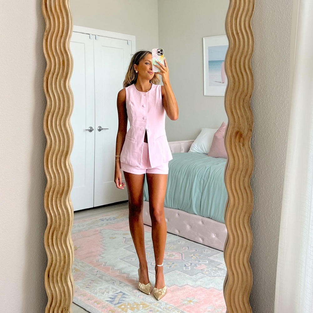 Pink Vest Shorts Set